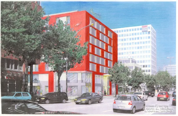 Bild: Baubeginn des neuen Lifestyle-Hotels der Arcotel Hotel AG am 1.12.2005 in Hamburg, St. Georg