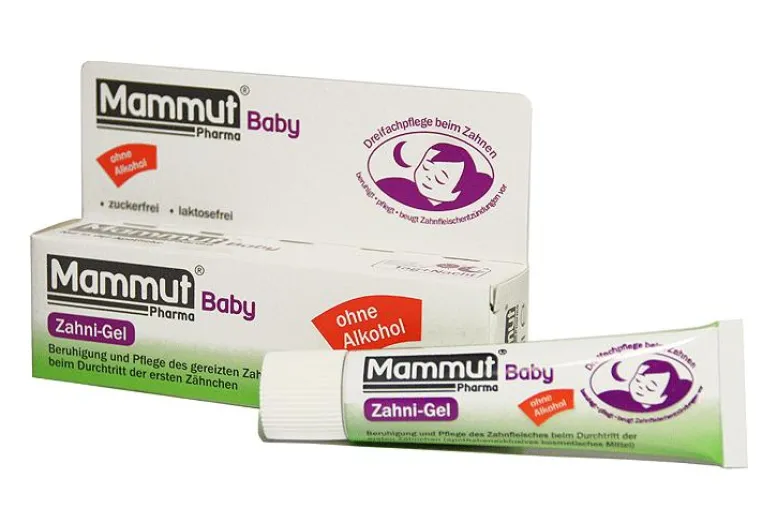 Zahnungshilfe ohne Alkohol: Mammut Baby Zahni-Gel Bild: Zahnungshilfe ohne Alkohol: Mammut Baby Zahni-Gel