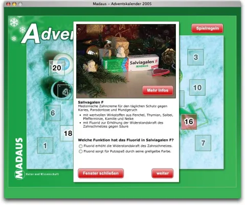 Bild: Endspurt beim MADAUS Adventskalender im Internet. Noch 8 Tage Gesundheit gewinnen.
