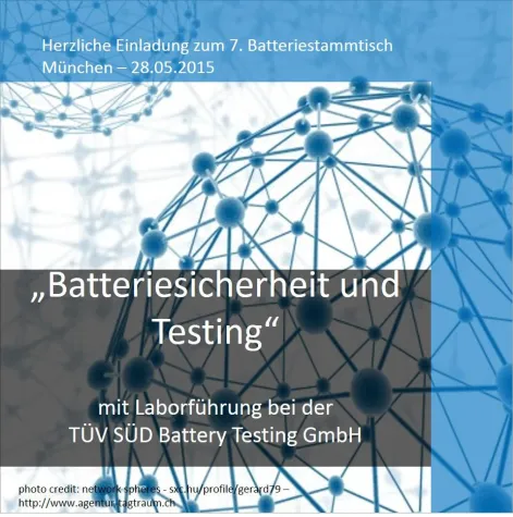 Bild: 7. Batteriestammtisch: Fokus Batteriesicherheit – Li-Ion Tests, Batterien & Versicherung und Laborführung