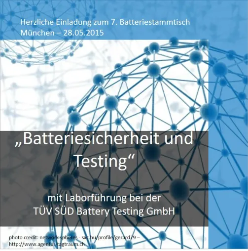 Bild: 7. Batteriestammtisch: Fokus Batteriesicherheit – Li-Ion Tests, Batterien & Versicherung und Laborführung