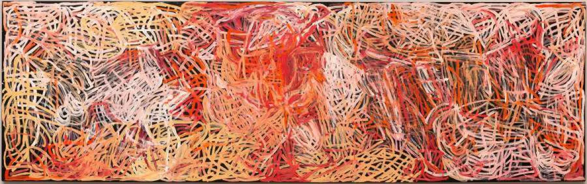 Emily Kam KNGWARRAY (c.1910 - 1996), Yam awely, 1995, synthetic polymer paint on canvas, 490 cm x 15
