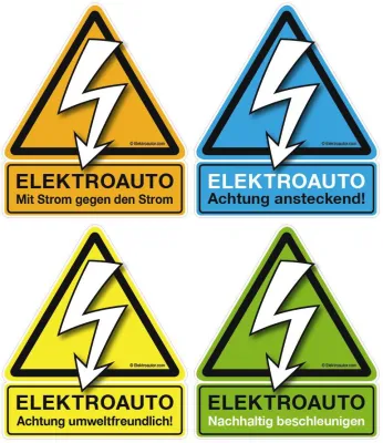 Bild: Das österreichische Elektroauto-Pickerl, das vor Elektroautos “entwarnt”