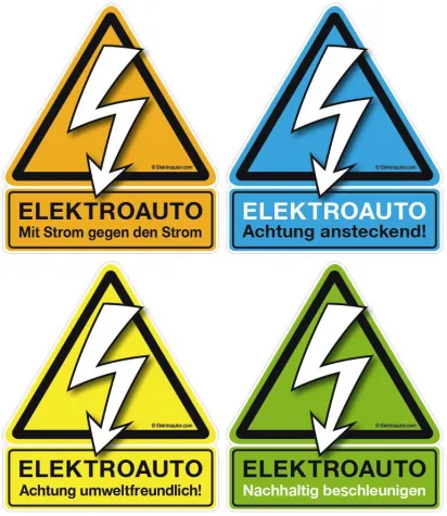 Das österreichische Elektroauto-Pickerl, das vor Elektroautos “entwarnt” Bild: Das österreichische Elektroauto-Pickerl, das vor Elektroautos “entwarnt”