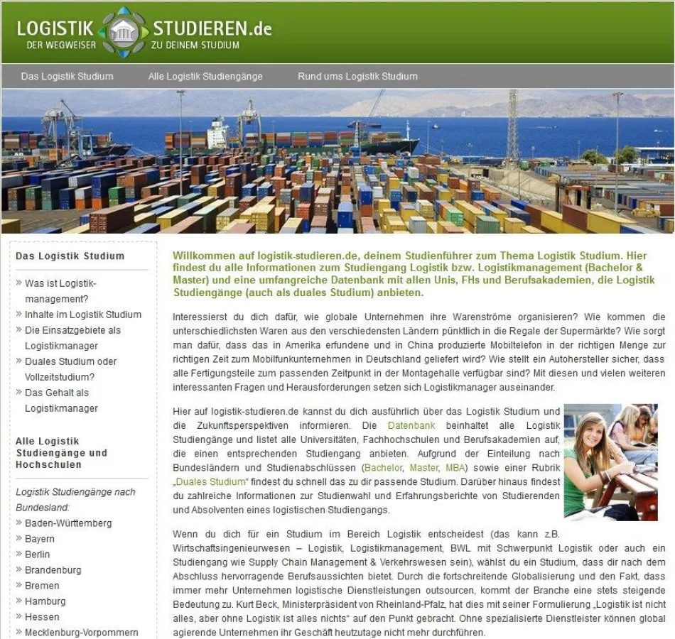 Das Portal logistik-studieren.de