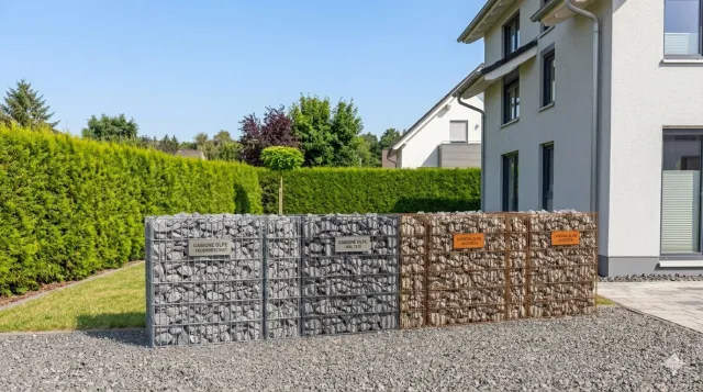 Bild: Die Gabione „Olpe“ setzt als komplett verschweißtes System neue Maßstäbe im Sichtschutzbau