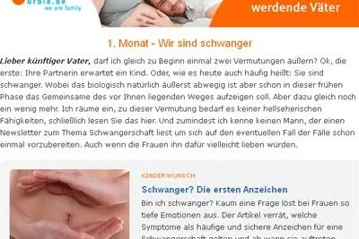 Erster „Schwangerschafts“-Newsletter für Väter bei URBIA.DE Bild: Erster „Schwangerschafts“-Newsletter für Väter bei URBIA.DE