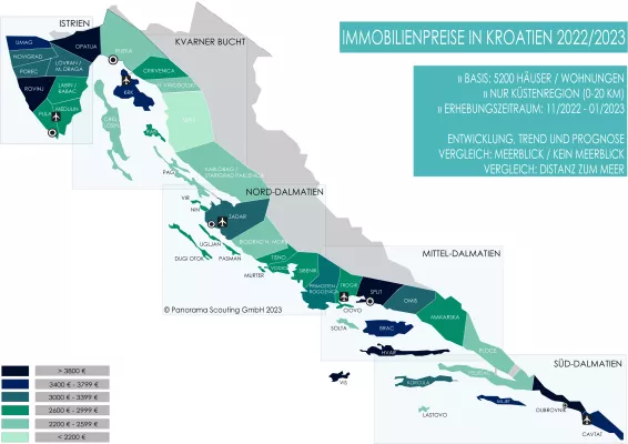Bild: Immobilienpreise Kroatien 2023 – Preissteigerungen in den Corona-Jahren. Trend zum “Carefree Homeoffice”.