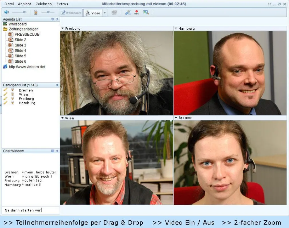 Vivicom v2c Version 5.4 (4_er Konferenzansicht)