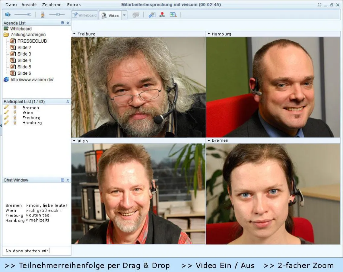 Vivicom v2c Version 5.4 (4_er Konferenzansicht)