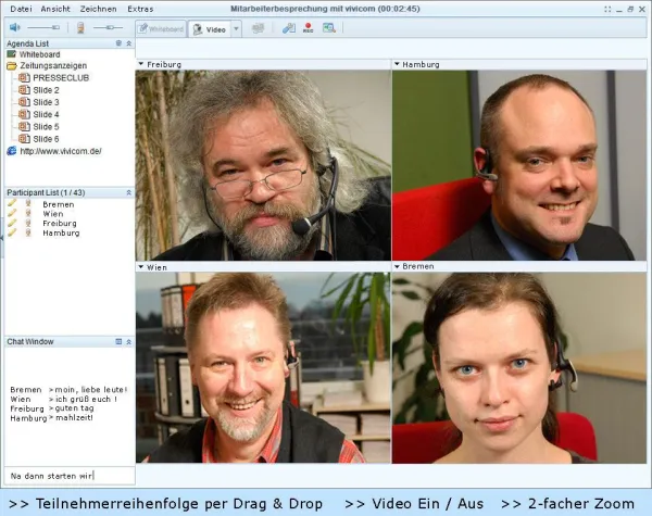 Bild: Neue Version 5.4 von Vivicom v2c Videokonferensystem mit neuen Futures