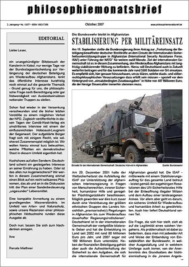 Philosophiemonatsbrief, aktuelle Ausgabe.