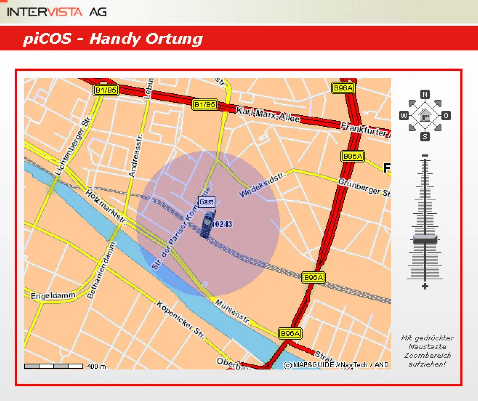 PICOS Ortungsfenster