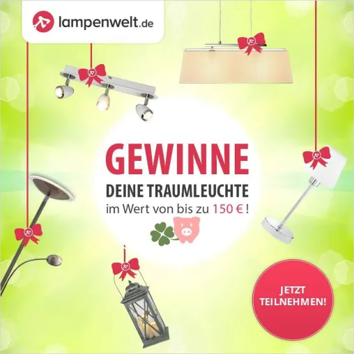 Nicht irgendein Produkt, sondern den persönlichen Favoriten gewinnen - Neues Gewinnspiel der Lampenwelt GmbH Bild: Nicht irgendein Produkt, sondern den persönlichen Favoriten gewinnen - Neues Gewinnspiel der Lampenwelt GmbH