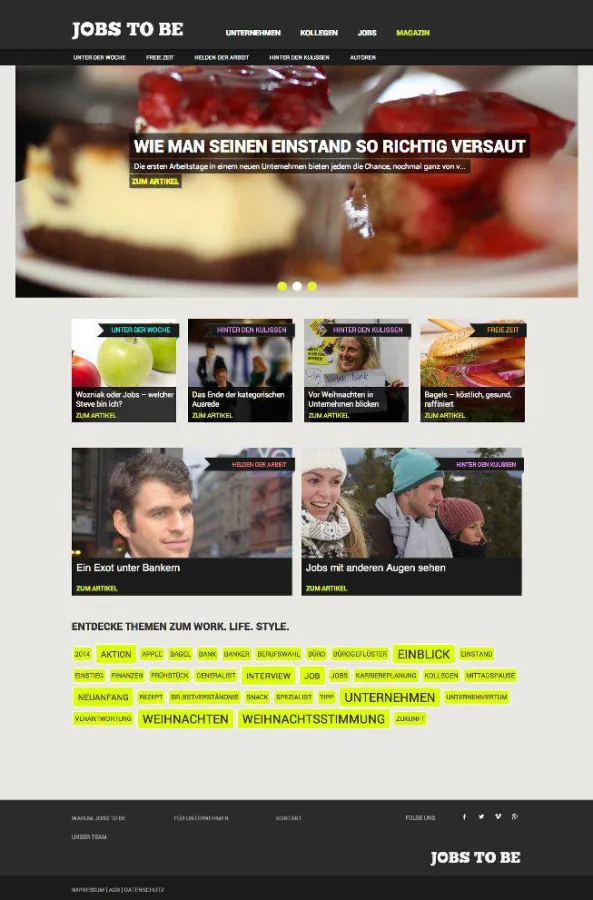 Screenshot JOBS TO BE Magazin Work.Life.Style.