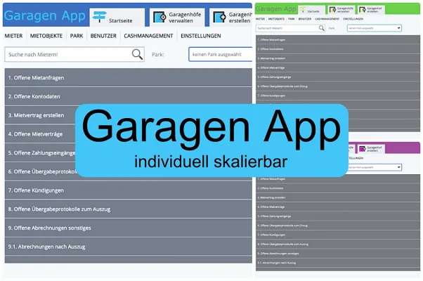 Garagen.app - Die Softwarelösung zur Verwaltung von Garagen- und Storageparks Bild: Garagen.app - Die Softwarelösung zur Verwaltung von Garagen- und Storageparks