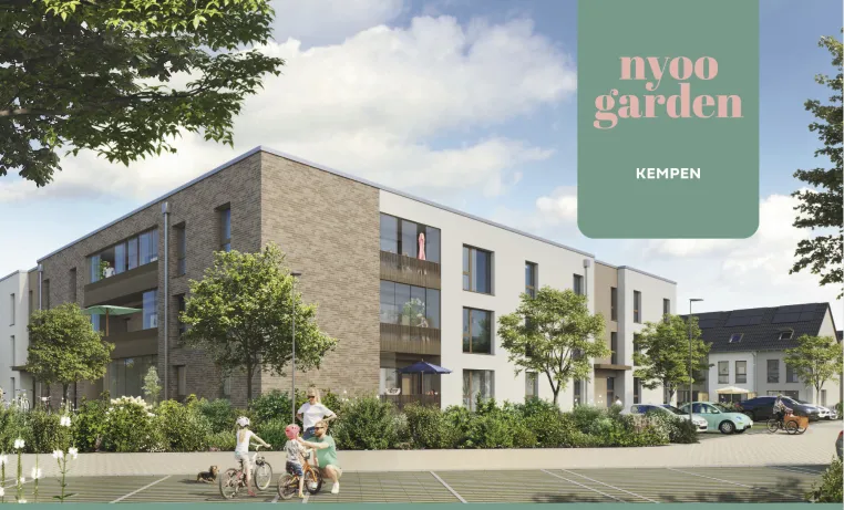 Bild: nyoo garden Kempen eröffnet Vertriebscontainer auf der Baustelle am Krefelder Weg