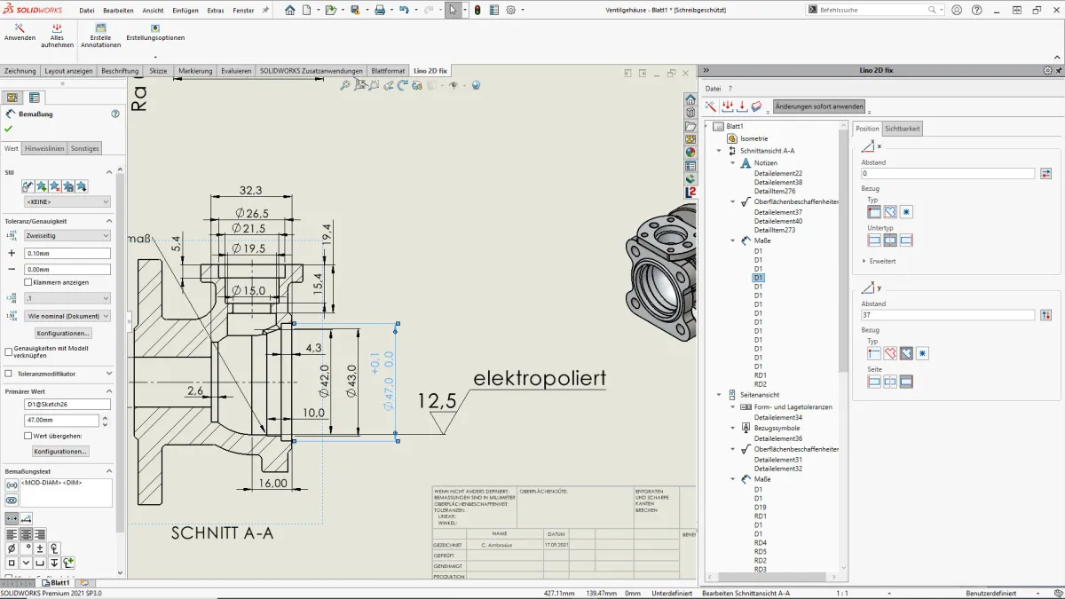 Neue Version des Solidworks Add-Ins Lino® 2D fix verfügbar (© Lino GmbH)