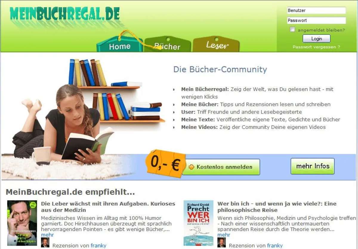Startseite von Meinbuchregal.de