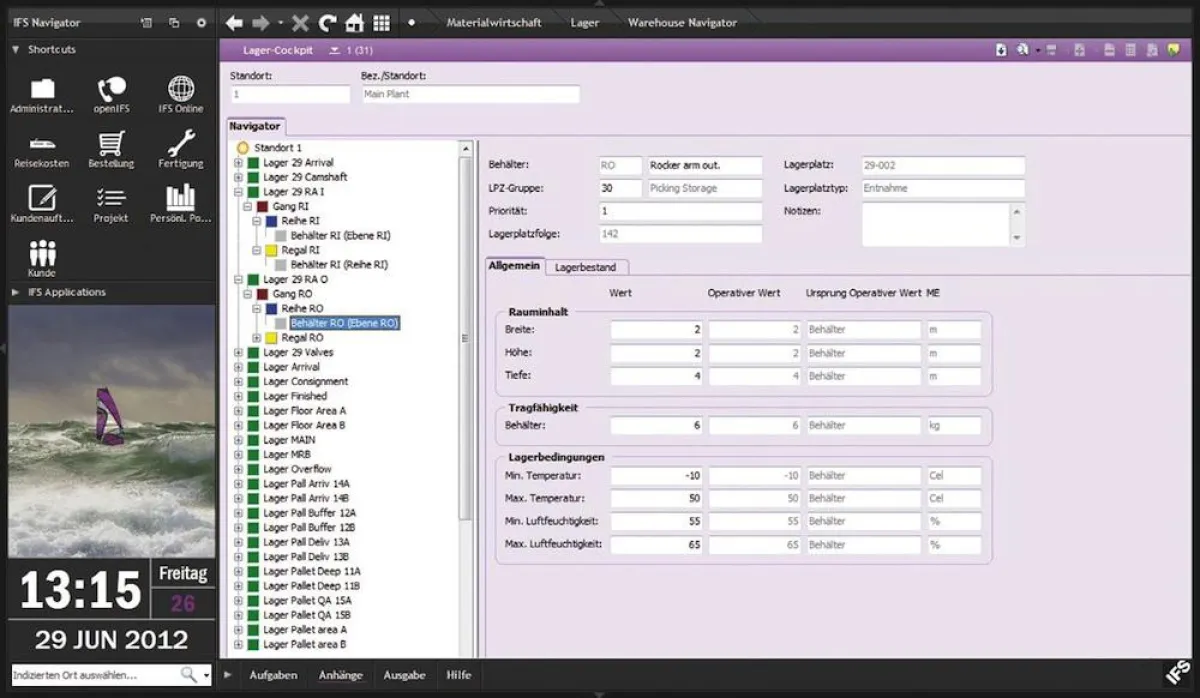 Effiziente Lagerverwaltung mit dem Lager-Cockpit in IFS Applications 8 (Quelle: IFS)