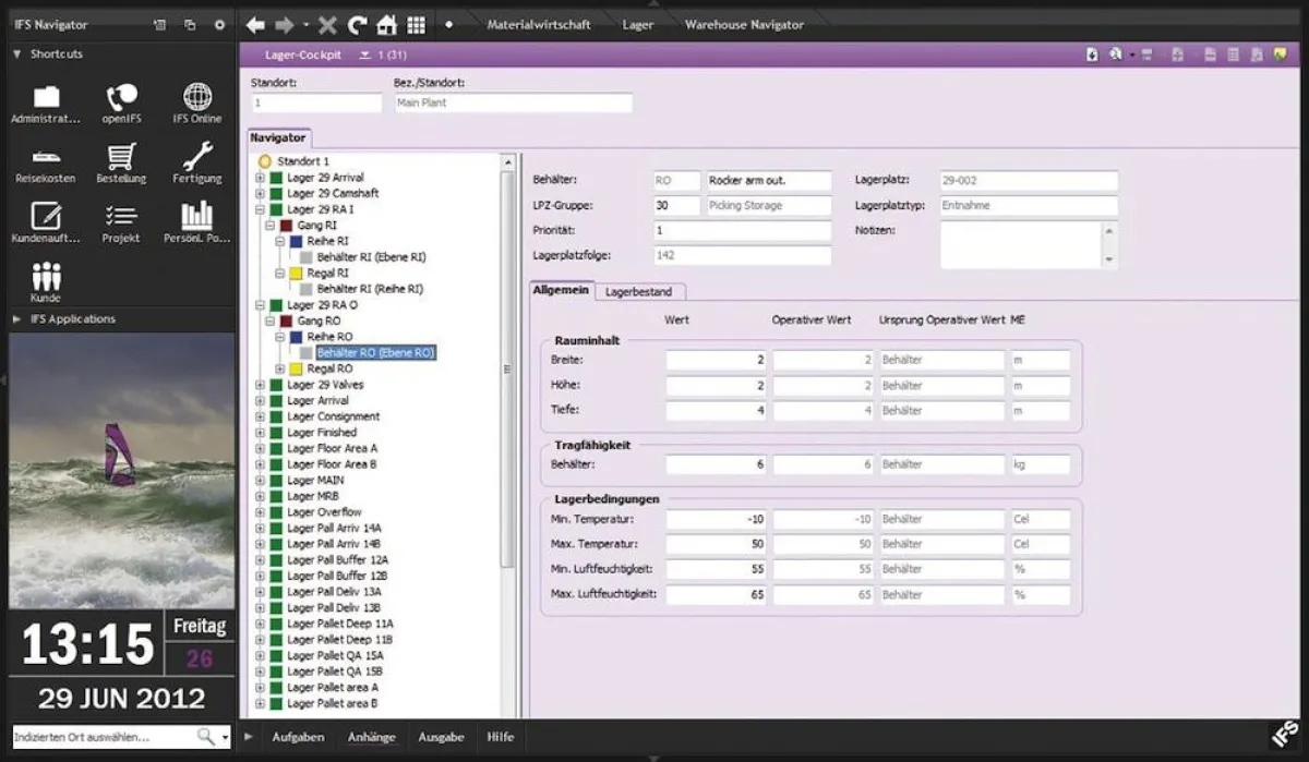 Effiziente Lagerverwaltung mit dem Lager-Cockpit in IFS Applications 8 (Quelle: IFS)