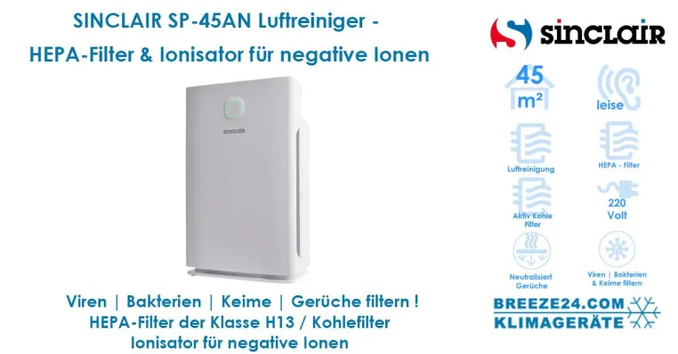 Bild: Luftreiniger SINCLAIR SP-45AN für 1 Zimmer mit 45 m²
