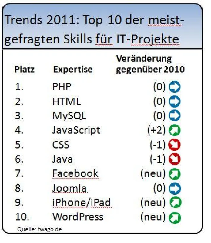 Die Top 10 IT-Skills 2011