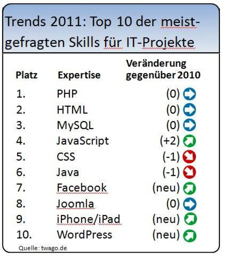 Die Top 10 IT-Skills 2011