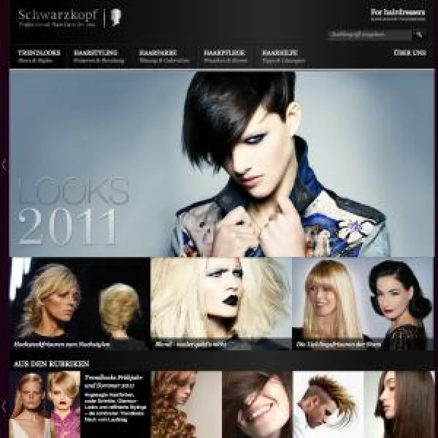 Die neue Schwarzkopf Homepage ist ein Hochglanzmagazin.