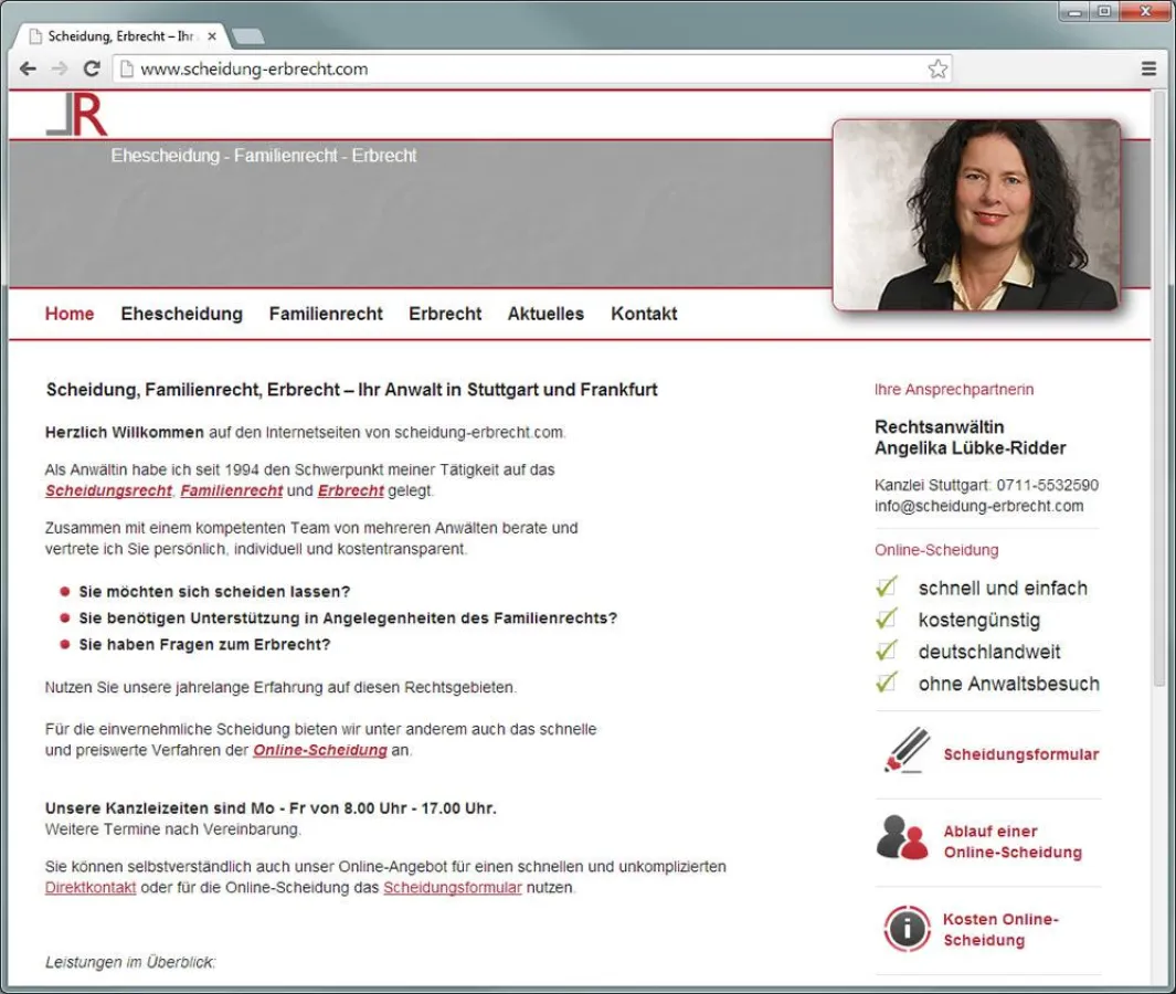 Infos zu Scheidung, Familienrecht und Erbrecht bietet neue Themen-Website der Kanzlei Lübke-Ridder