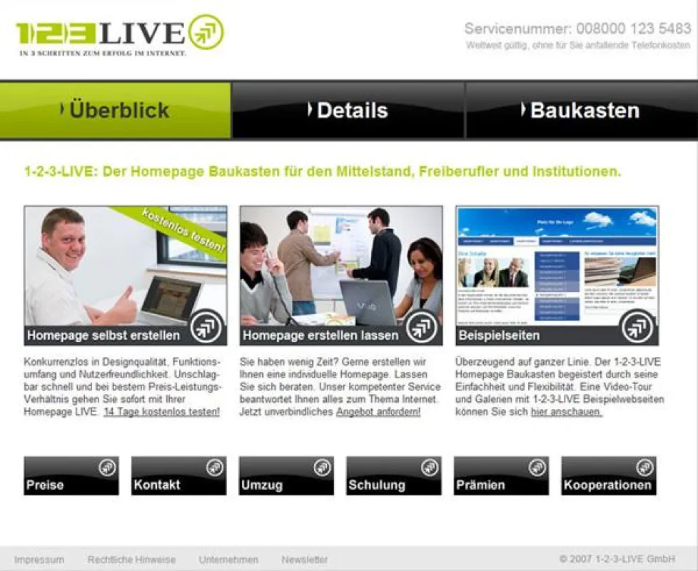 1-2-3-LIVE: Innovativer Homepage-Baukasten etabliert sich im Markt