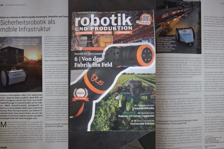 Bild: Quarero Robotics in „robotik und produktion“ vorgestellt: Sicherheitsrobotik als mobile Infrastruktur