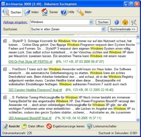 Bild: Archivarius 3000 3.41: Die intelligente Desktop-Suche