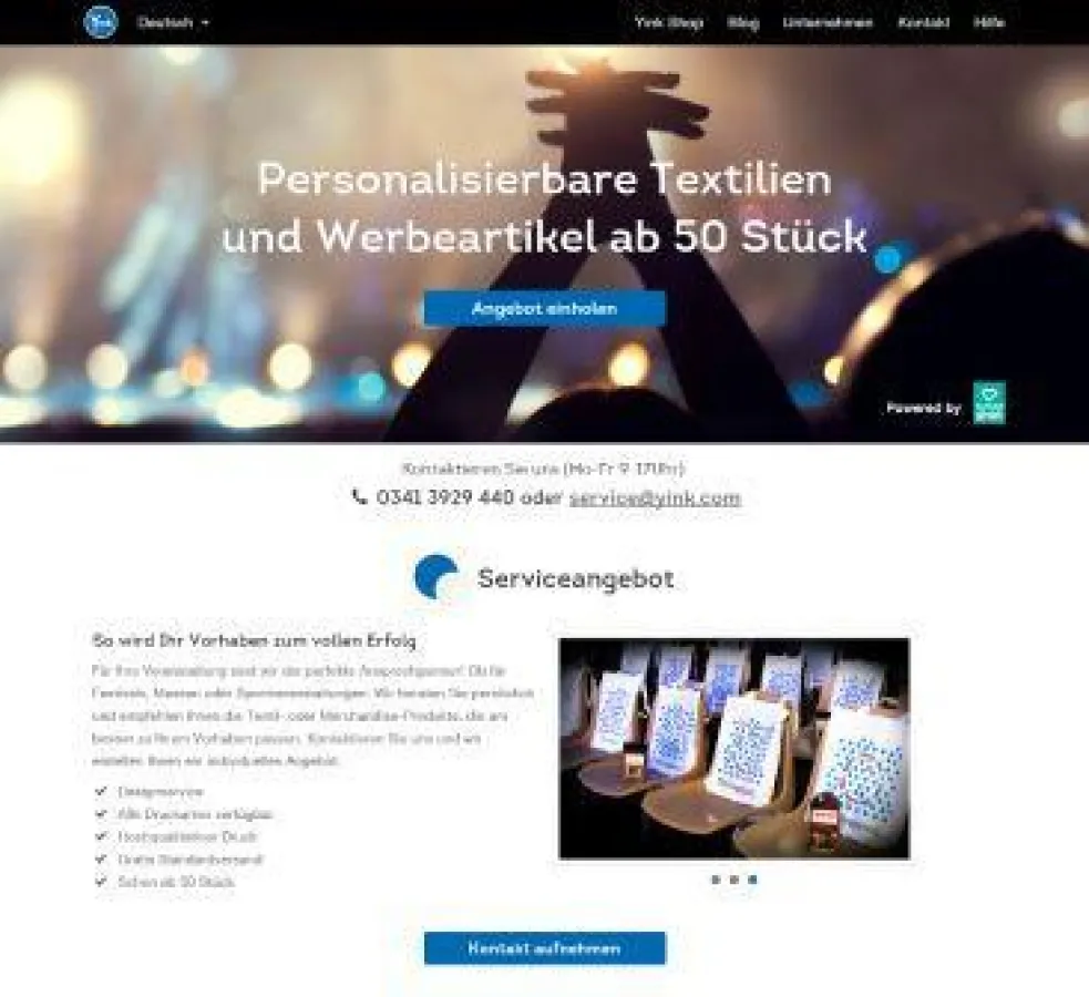 Screenshot Hauptseite Yink