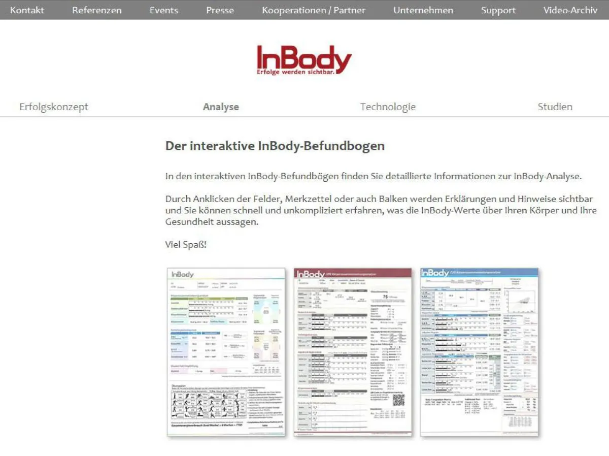 Weltneuheit auf www.inbody.de: Der interaktive InBody-Befundbogen
