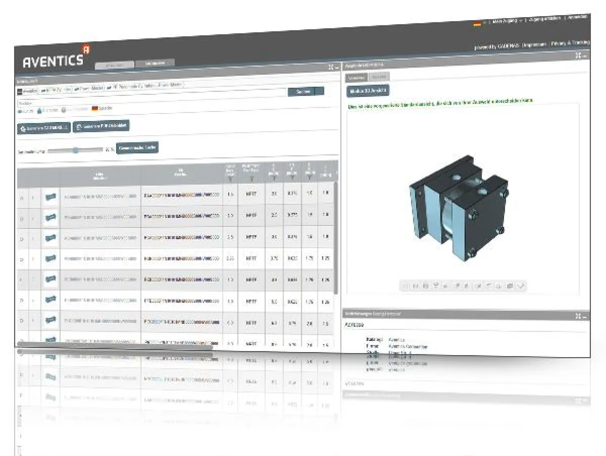 AVENTICS und CADENAS präsentieren den neuen 3D CAD Produktkatalog von AVENTICS.