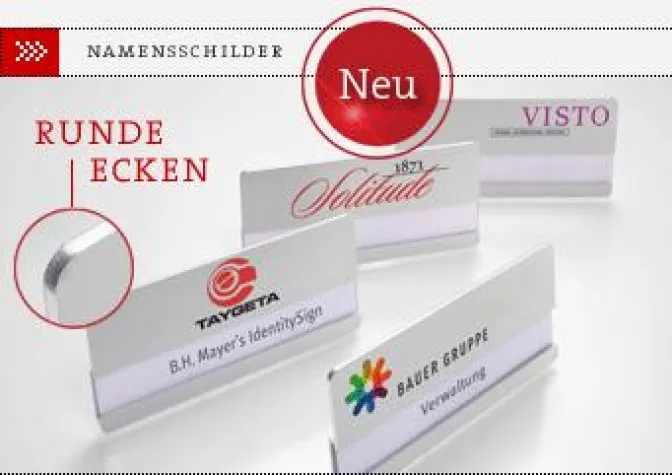 Neue Namensschilder aus Aluminium mit Eckradius Bild: Neue Namensschilder aus Aluminium mit Eckradius