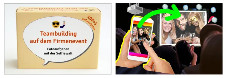 Firmenevent mit der Selfiewall – Mitarbeiter senden Fotos des Events vom Handy live auf den Beamer Bild: Firmenevent mit der Selfiewall – Mitarbeiter senden Fotos des Events vom Handy live auf den Beamer