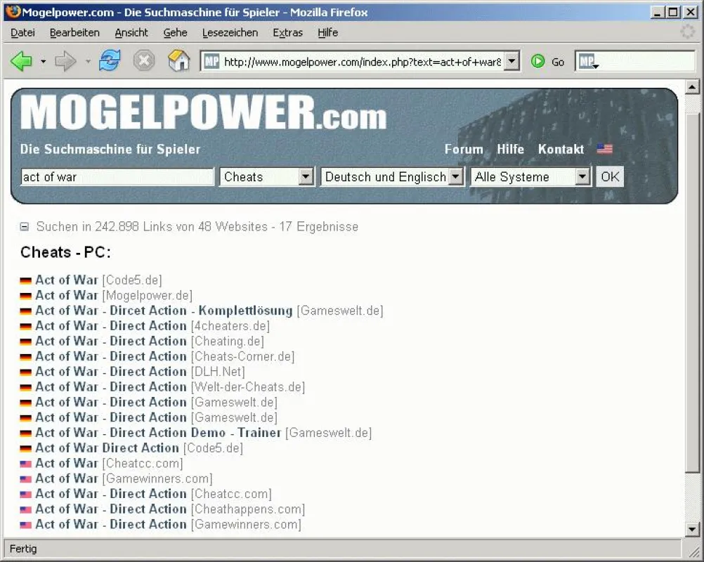 MOGELPOWER.com - Die neue Suchmaschine für Spieler