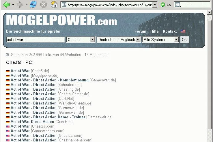 Bild: Spiele-Suchmaschine MOGELPOWER.com gestartet