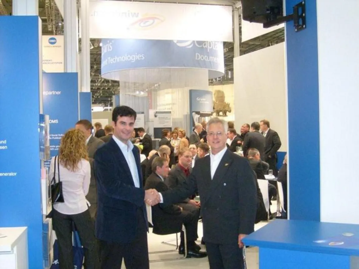 Francisco Javier Rosenthal (l.) und windream-Geschäftsführer Roger David auf der DMS Expo 2008