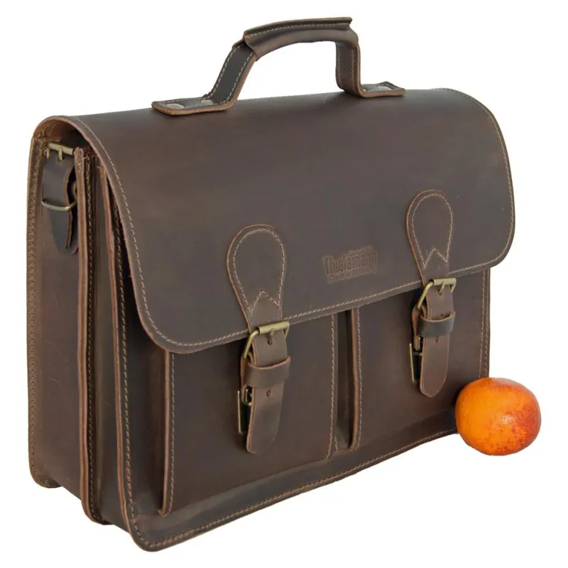 Aktentasche Galileo aus braunem BIO-Leder