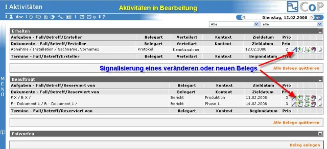 Bild: Erweiterung von CoP.Track Multi-Projektmanagement um Aufgaben, Termine und eine Vorgangsbearbeitung