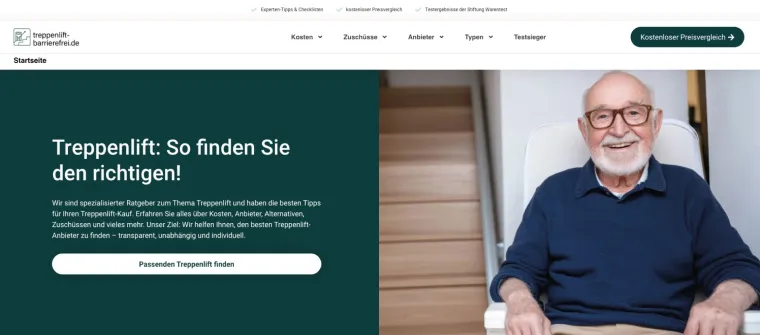 Bild: Treppenlift-barrierefrei.de mit neuem Webauftritt: Mehr Service für Angehörige und Pflegebedürftige