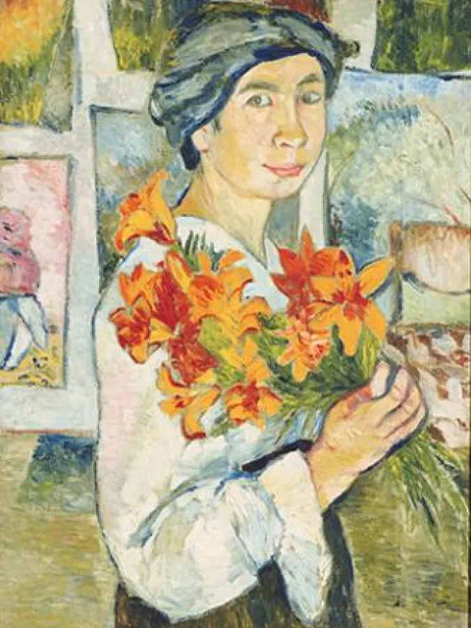 Natalja Gontscharowa: Selbstbildnis mit gelben Lilien (1907/08), Staatliche Tretjakow Galerie, Moskau. Copyright: VG Bild-Kunst, Bonn 2009.