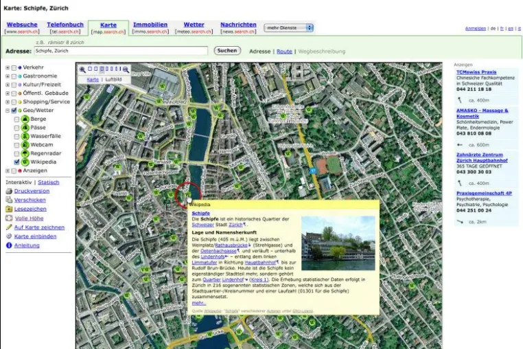 Virtueller Wissensflug über die Schweiz dank Wikipedia Points of Interest Bild: Virtueller Wissensflug über die Schweiz dank Wikipedia Points of Interest