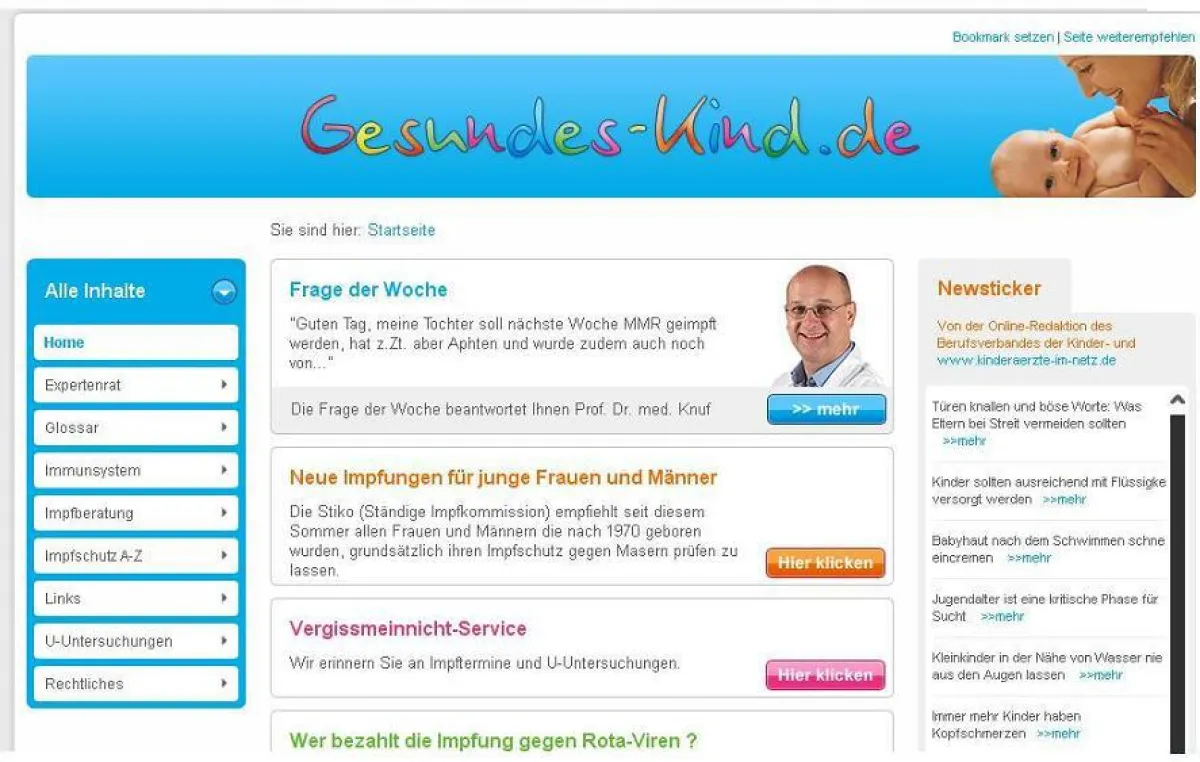 Gesundes-Kind.de ist eine Website für junge Eltern