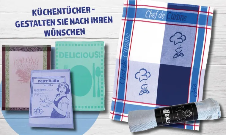 Bild: Individuell gewebte Geschirrtücher als Werbeartikel