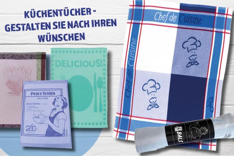 Bild: Individuell gewebte Geschirrtücher als Werbeartikel