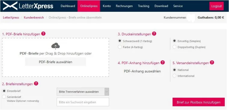 Bild: Post jetzt noch einfacher online versenden – per Drag & Drop mit dem OnlineXpress-Service von LetterXpress